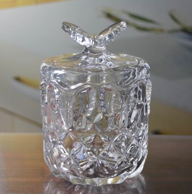 quality Butterfly Embossed Creative Crystal Glass Storage Jars factory