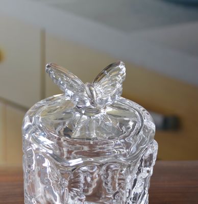 quality Butterfly Embossed Creative Crystal Glass Storage Jars factory