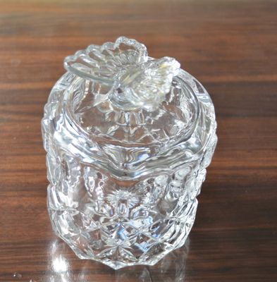 quality Butterfly Embossed Creative Crystal Glass Storage Jars factory