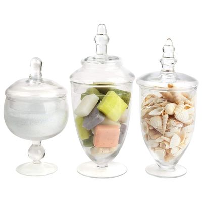 quality Multipurpose Set Of 3 Clear Glass Jars For Kitchen factory