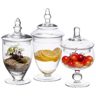 quality Multipurpose Set Of 3 Clear Glass Jars For Kitchen factory