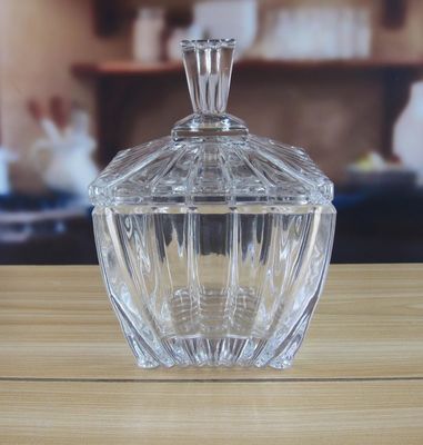 quality Square Optic Stripes Glass Storage Jars For Candy factory