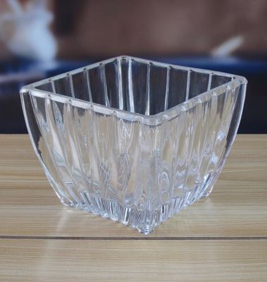 quality Square Optic Stripes Glass Storage Jars For Candy factory