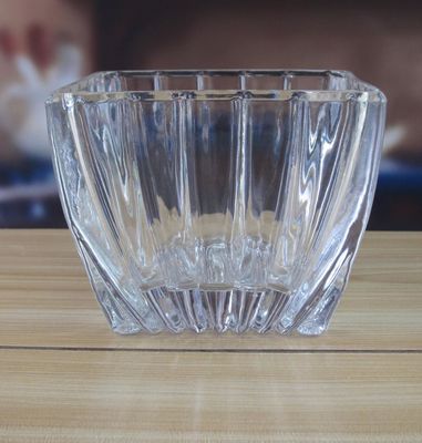 quality Square Optic Stripes Glass Storage Jars For Candy factory