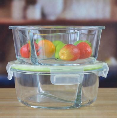 quality Two Pots Borosilicate Clear Glass Storage Jars , Glass Bowls With Lids factory