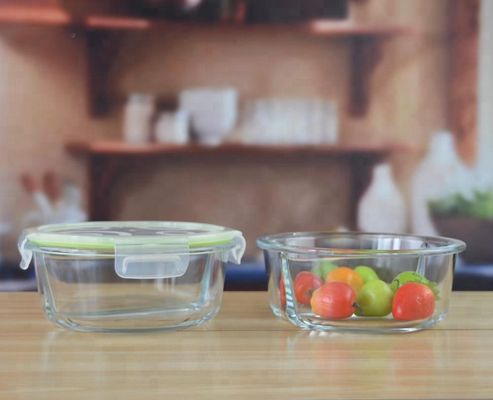quality Two Pots Borosilicate Clear Glass Storage Jars , Glass Bowls With Lids factory