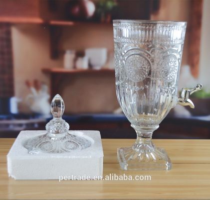 quality Deep Cutted Engraved 5l Glass Jar With Lid . Glass Food Storage Jars factory