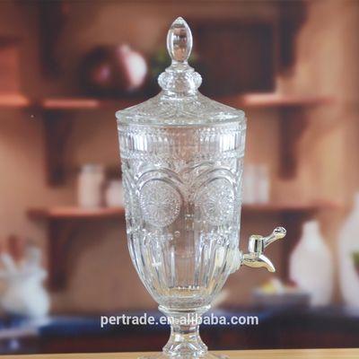 quality Deep Cutted Engraved 5l Glass Jar With Lid . Glass Food Storage Jars factory