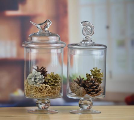 quality Bird Handle Glass Canister With Lid factory