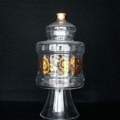 quality Large Footed Glass Storage Jars With Gold Decoration Decal factory