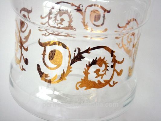 quality Large Footed Glass Storage Jars With Gold Decoration Decal factory