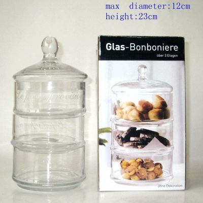 quality Handblown 3 Layer Stackable Storage Jars With Lids factory