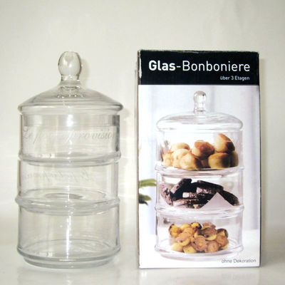 quality Handblown 3 Layer Stackable Storage Jars With Lids factory