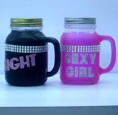 quality Color Diamonds Fonts Handpainted Glass Container For Kitchen factory