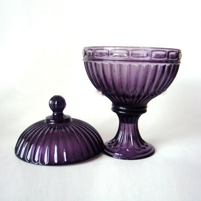 quality Footed Vintage Purple Color Glass Food Storage Canisters factory