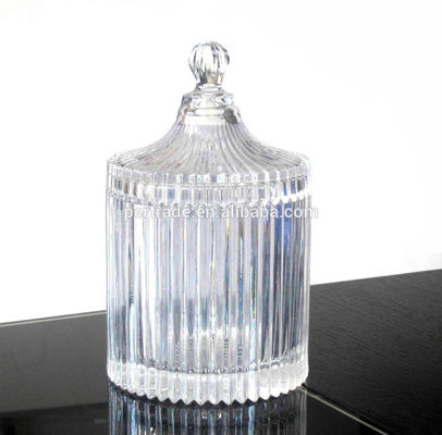 quality home Embossed Stripes Large Glass Container With Lid factory