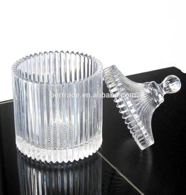 quality home Embossed Stripes Large Glass Container With Lid factory