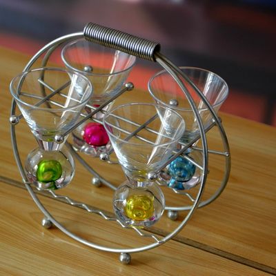 quality Hand Made 6 Color Ball Bottom Unique Shot Glass Set factory