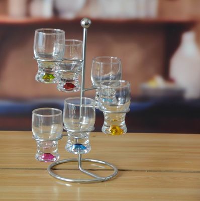 quality Hand Made 6 Color Ball Bottom Unique Shot Glass Set factory
