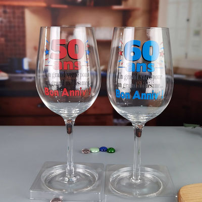 quality Clear 1 Litre Giant Wine Glass With Anniversary Decor factory