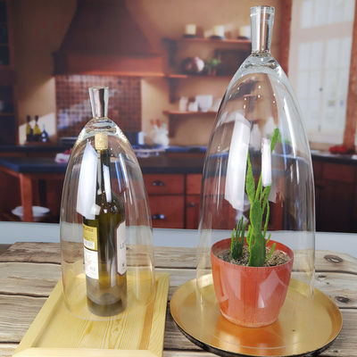 quality Transparent Lead Free Handled 21" Glass Dome Cloche factory