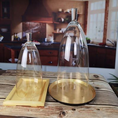 quality Transparent Lead Free Handled 21" Glass Dome Cloche factory