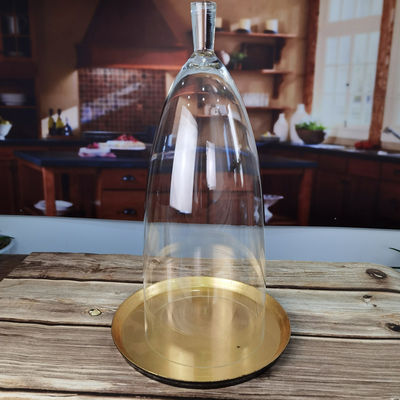 quality Transparent Lead Free Handled 21" Glass Dome Cloche factory