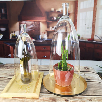 quality Transparent Lead Free Handled 21" Glass Dome Cloche factory