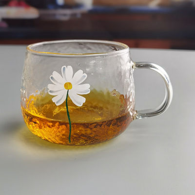 quality Borosilicate Hammered Texture Tumbler Drinking Glasses With Golden Rim factory