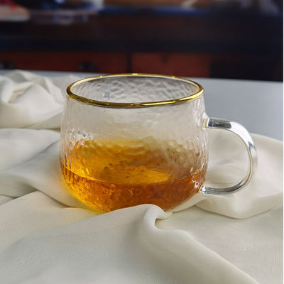 quality Borosilicate Hammered Texture Tumbler Drinking Glasses With Golden Rim factory
