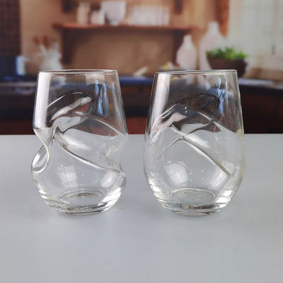 quality Twisted Swirling Crystal Red Wine Glasses 250ml Stemless factory