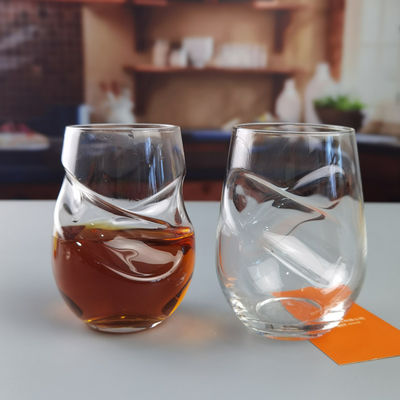 quality Twisted Swirling Crystal Red Wine Glasses 250ml Stemless factory