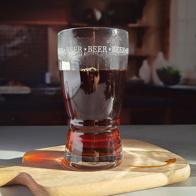 quality Creative Big Mouth Pub Craft Beer Glasses With Circle Logo Decoration factory