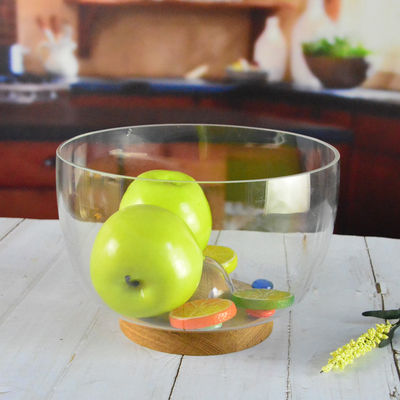 quality 9" Crystal Storage Glass Salad Bowl Designed With Handblown Crystal Glass And Solid Wood Stand Showcasing A Peak Bottom That Enhances Any Dining Experience factory